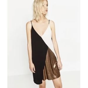 Zara color block metallic dress size S